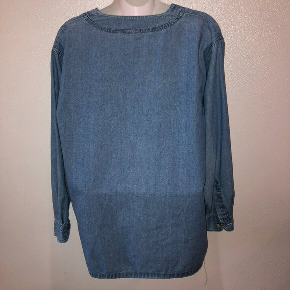 Mississippi River Blues Denim Shirt Womens Medium Embroidered Flowers Vintage M - Picture 5 of 8